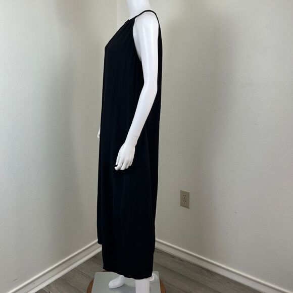 Eileen Fisher Women Size S Black Tencel Viscose Crepe Midi NEW Halter Dress - Picture 9 of 16